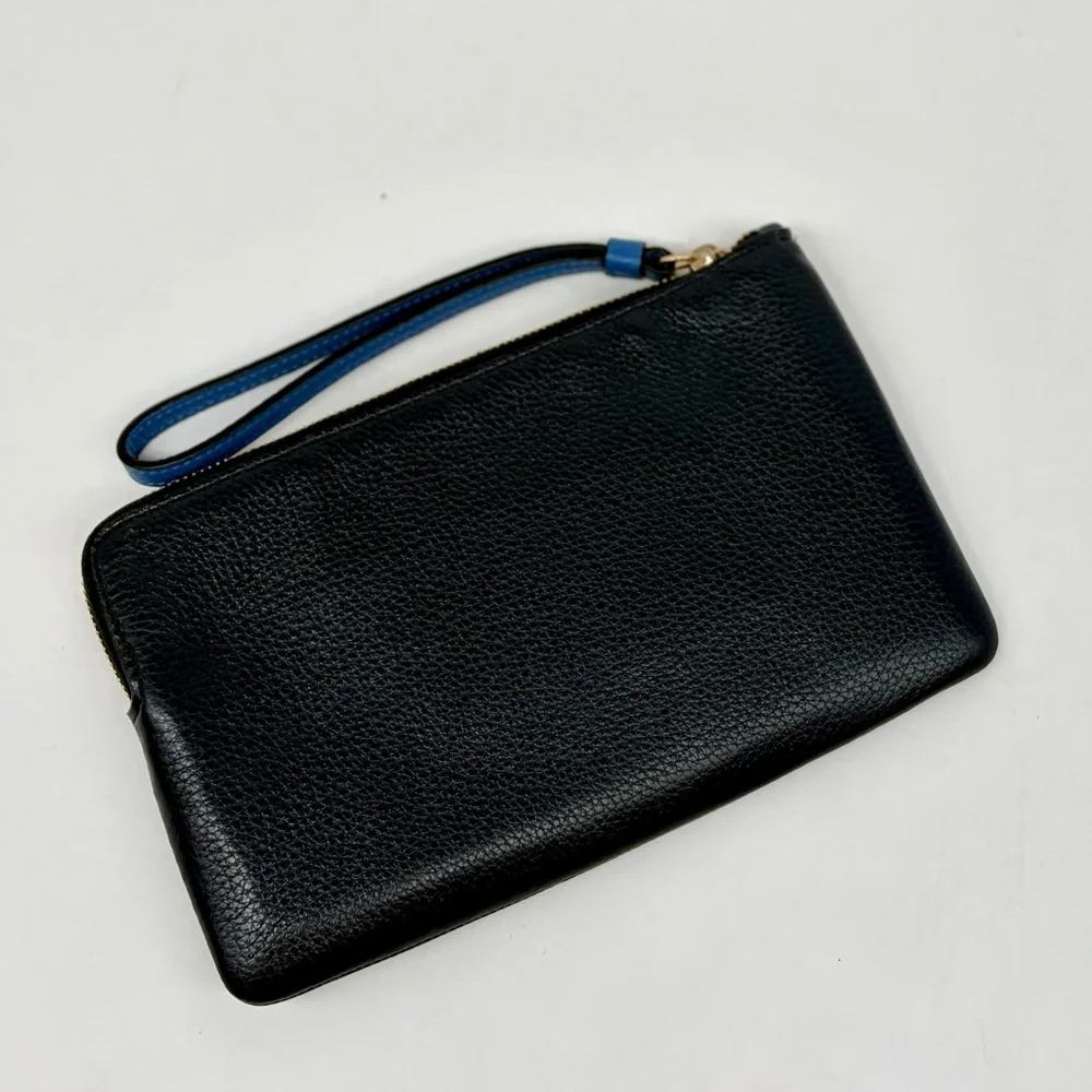 Coach Large Corner Zip Wristlet Wallet With Horse And Carriage Navy